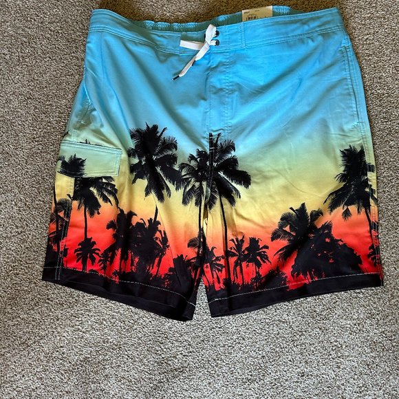 MENS SONOMA E-BOARD SWIM TRUNKS WITH POCKETS SIZE XXL  #619 - Picture 2 of 3